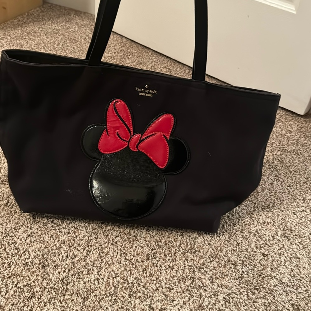kate spade black tote with red bow Minnie applique